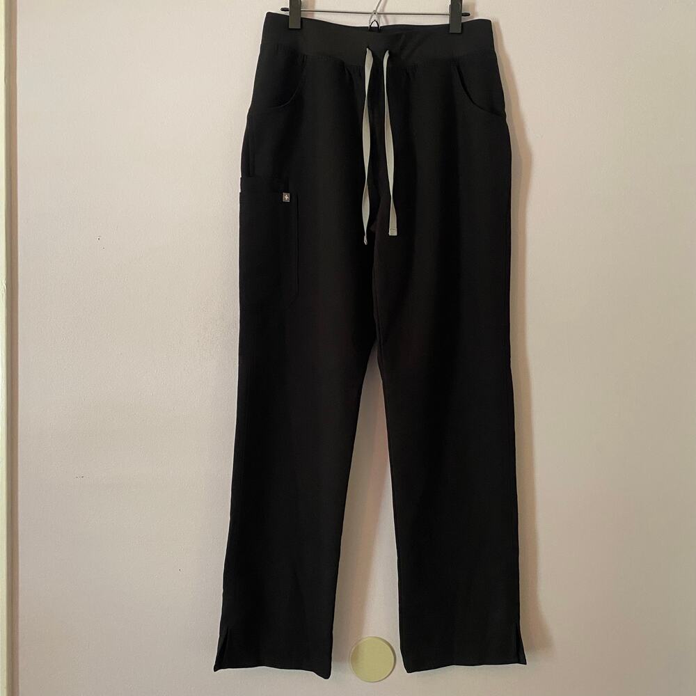 FIGS Black High Waisted Kade Straight Leg Scrub Pant Uniform Nurse Dr Large Tall
